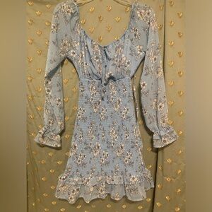 Vine and Valley Blue Ruffle Bodycon Dress Size Small Very Flattering